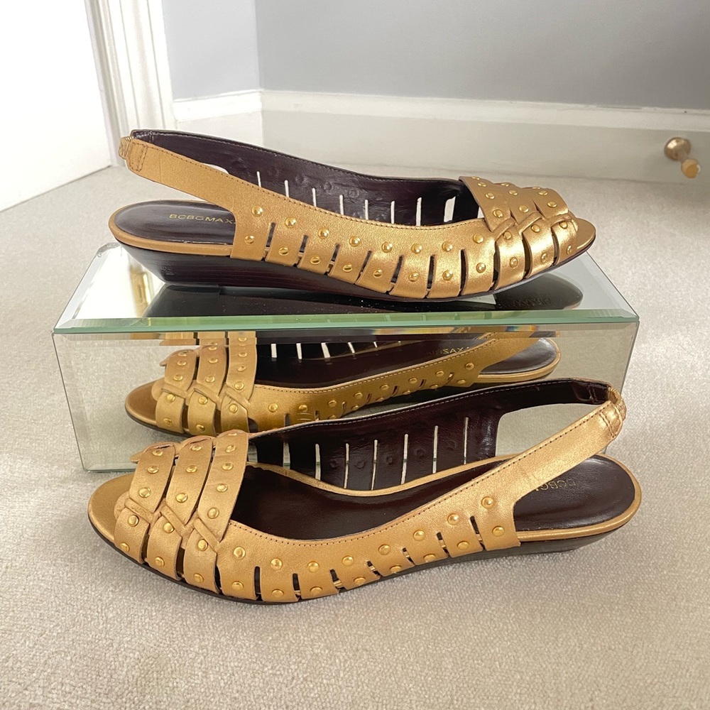 BCBGMaxazria gold sandals